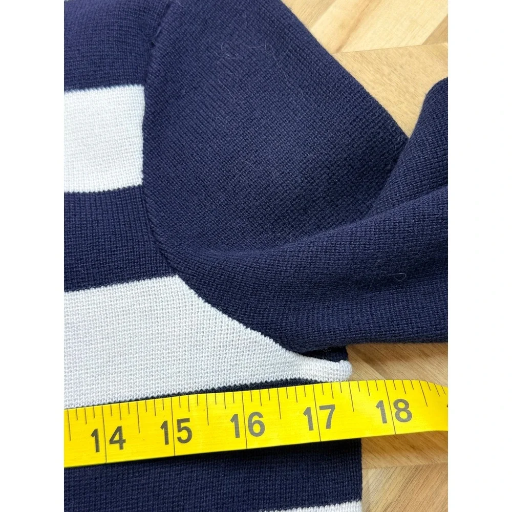 Ralph Lauren Navy White Stripe Zip Up Cardigan Sweater Womens PM Nautical Preppy